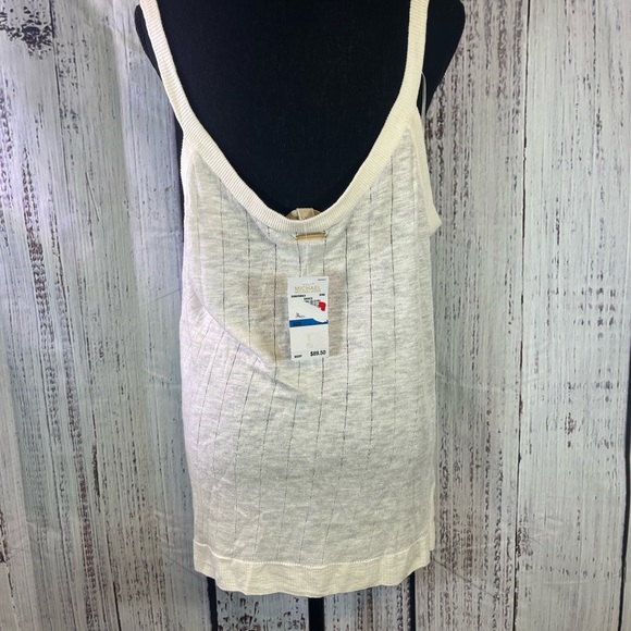 NWT Michael By Michael Kors Cream Colored Tank Top, Gold Rings, Lightweight, XL - Picture 5 of 8